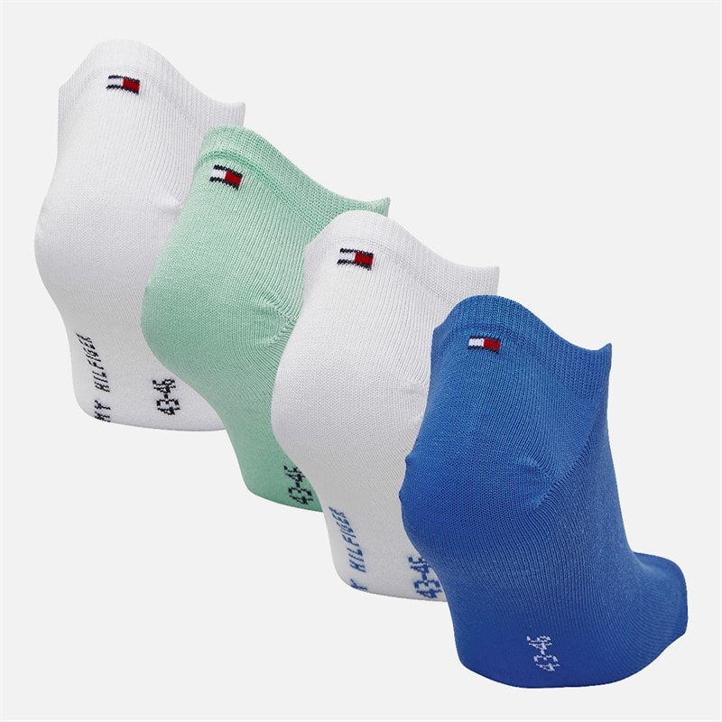 Tommy Hilfiger Mens Logo Stripe Four Pack Trainer Socks Green/Blue - Image 3