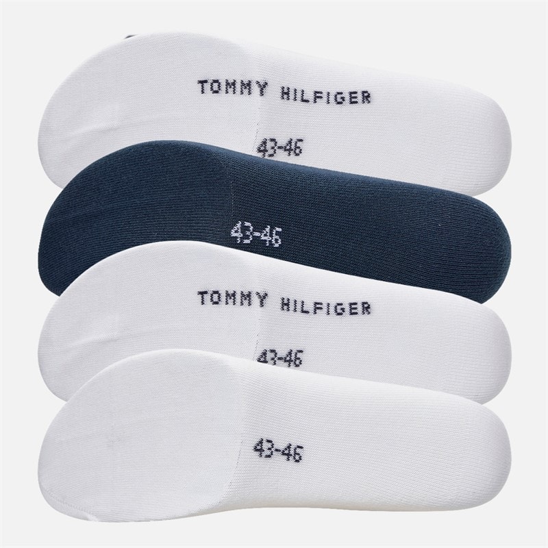 Tommy Hilfiger Mens Logo Stripe Four Pack Trainer Socks White/Navy - Image 2