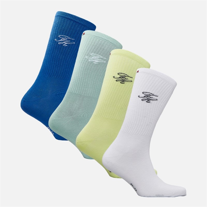 Tommy Hilfiger Mens Monogram Four Pack Gift Box Crew Socks Multi - Image 2