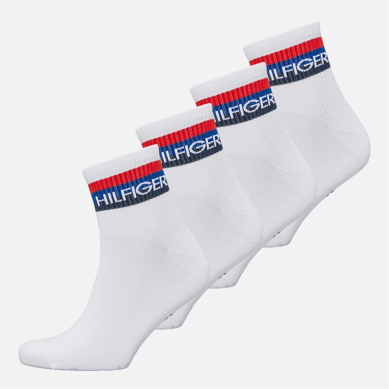 Tommy Hilfiger Mens Four Pack Quarter Socks White