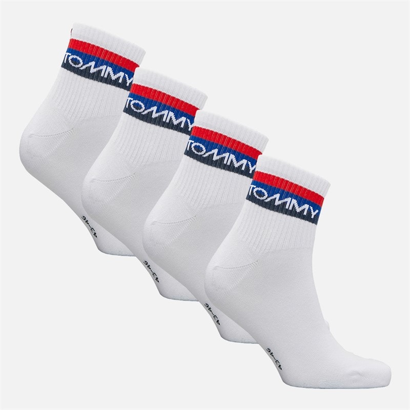 Tommy Hilfiger Mens Four Pack Quarter Socks White - Image 2