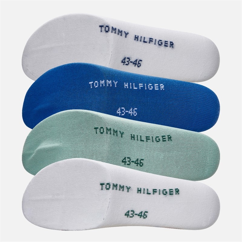 Tommy Hilfiger Mens Four Pack Quarter Socks Blue/Green - Image 3