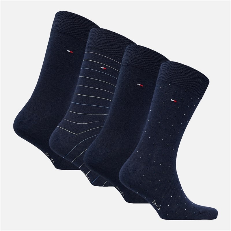 Tommy Hilfiger Mens Four Pack Gift Box Crew Socks Navy - Image 2
