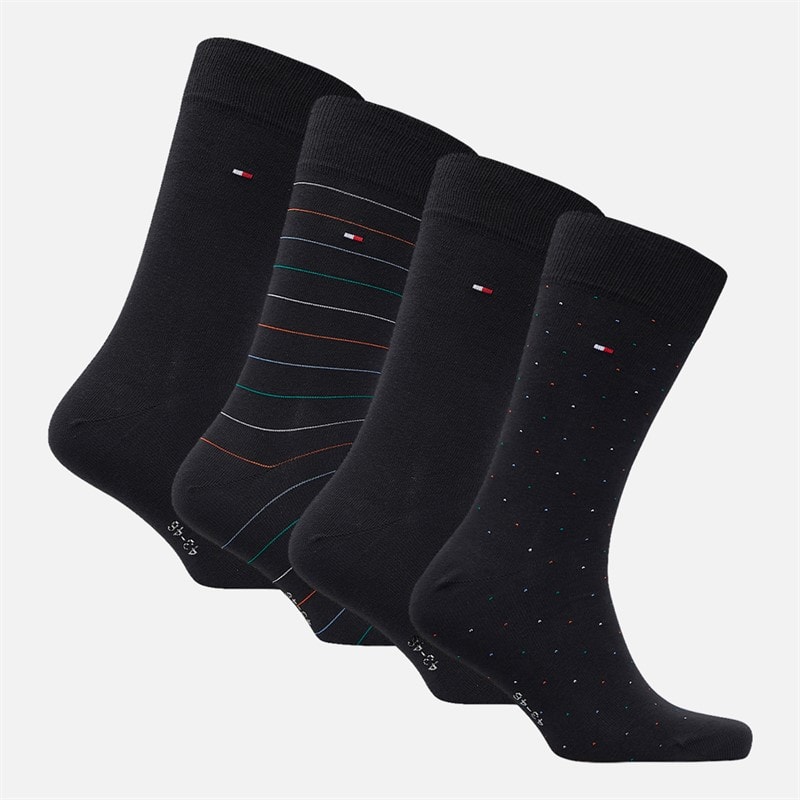 Tommy Hilfiger Mens Four Pack Gift Box Crew Socks Black - Image 2