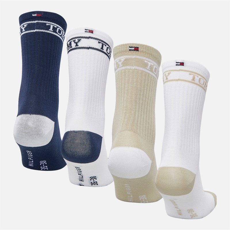 Tommy Hilfiger Kids Four Pack Crew Socks Tommy Original - Image 4
