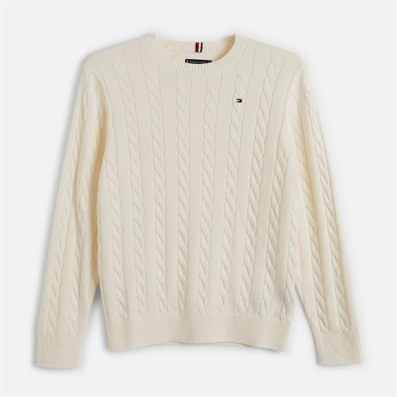 Tommy Hilfiger Boys Cable Knit Jumper Ivory