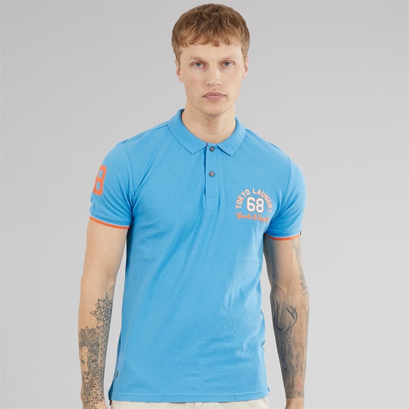 Tokyo Laundry Mens Sporty Polo Shirt Blue