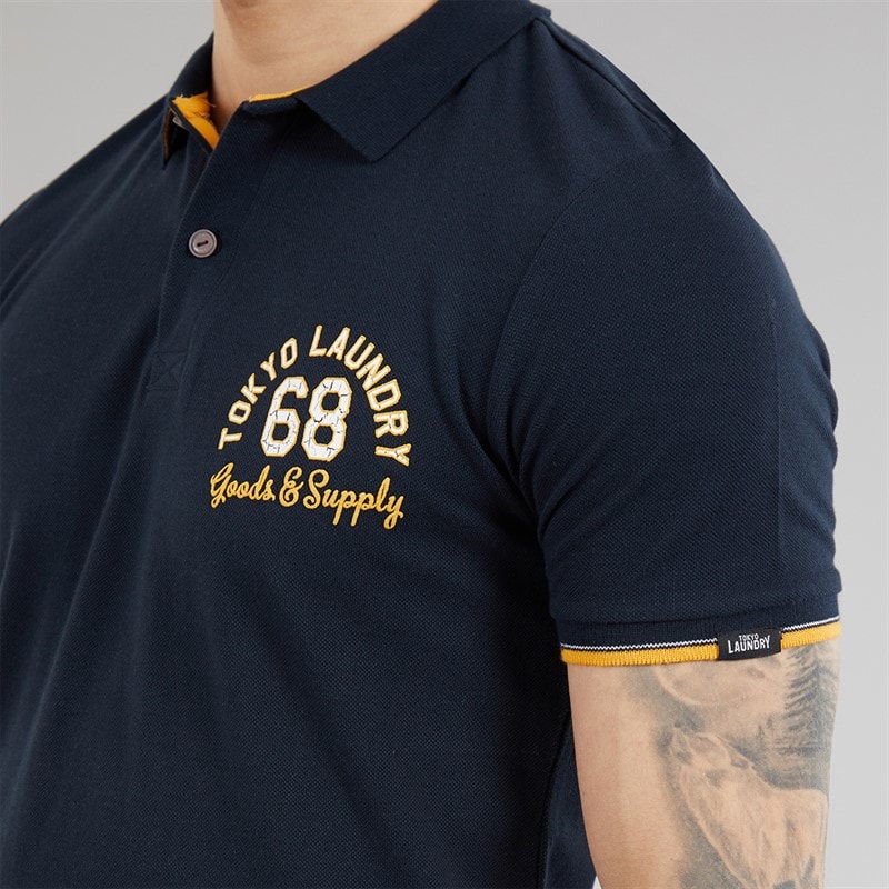 Tokyo Laundry Mens Sporty Polo Shirt Navy - Image 3