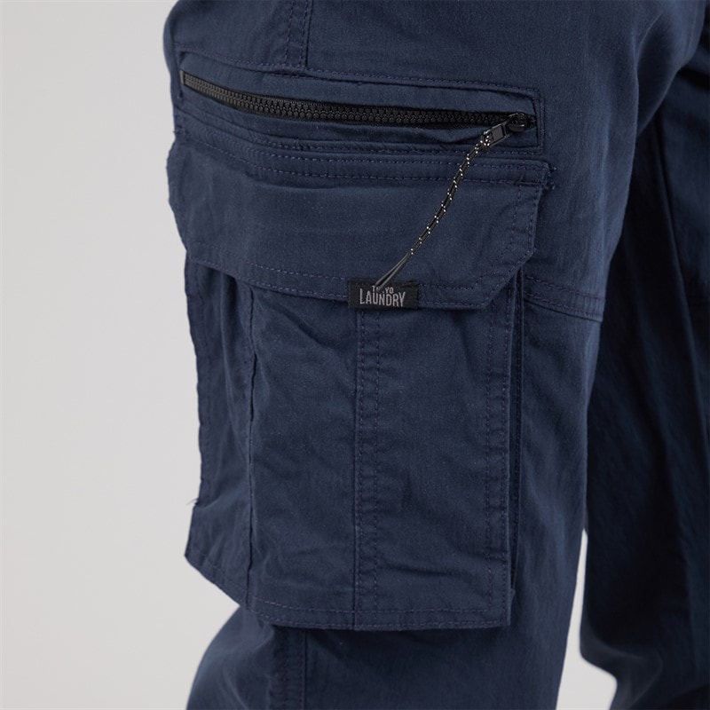 Tokyo Laundry Mens Costello Cargo Pants Navy - Image 5