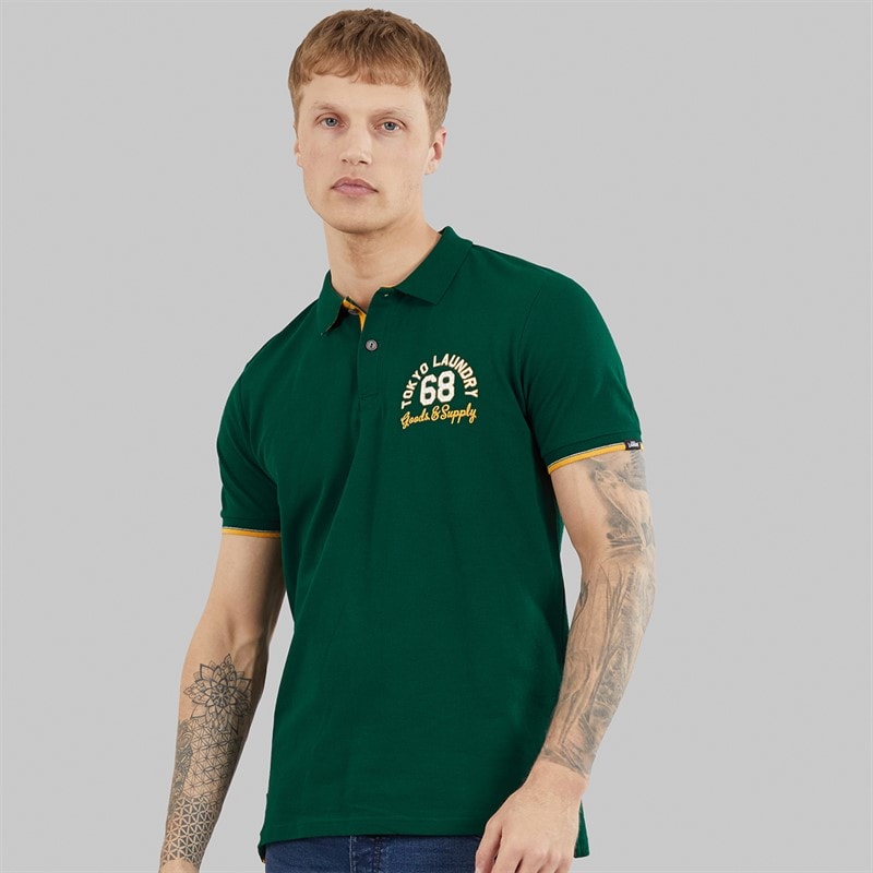 Tokyo Laundry Mens Sporty Polo Shirt Rainforest
