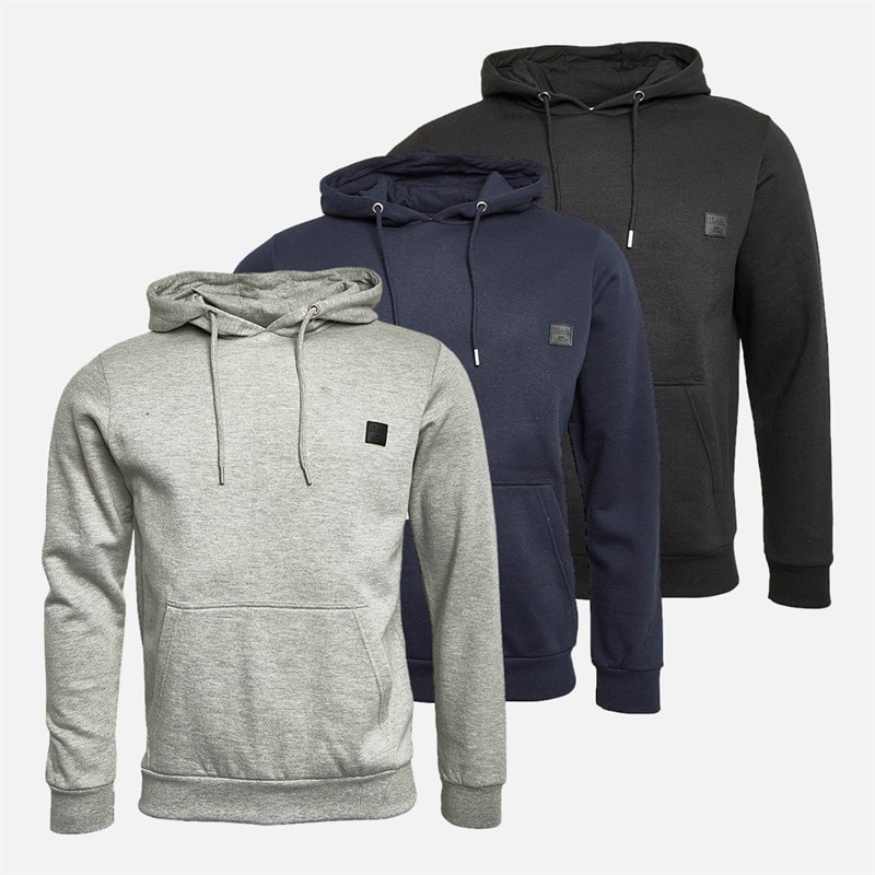 Tokyo Laundry Mens Hargrove Three Pack Hoodies Sky Captain Navy/Ice Grey Marl/Jet Black
