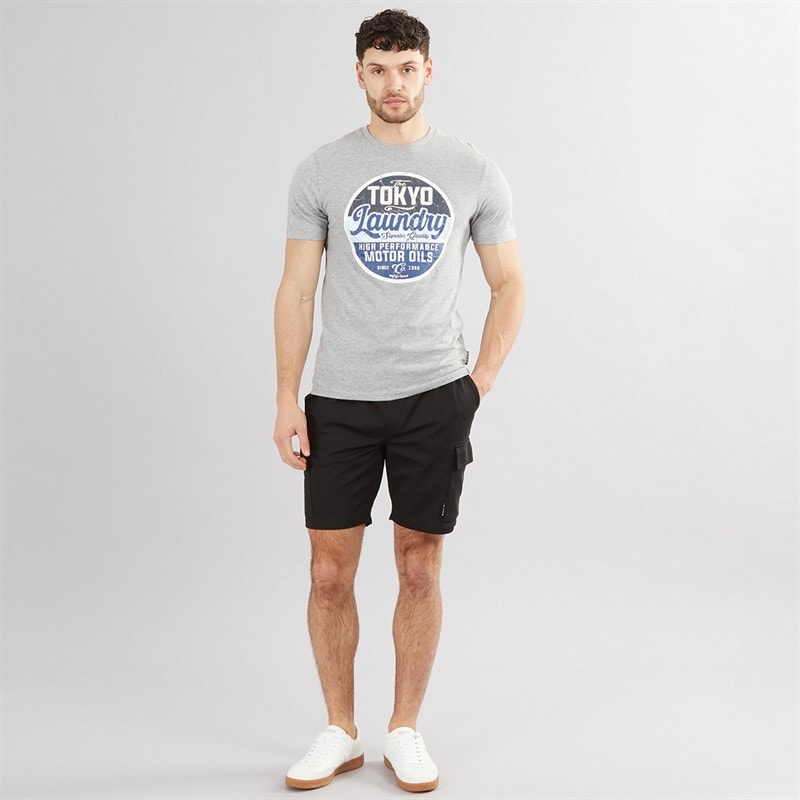 Tokyo Laundry Mens Brent Cargo Shorts Black - Image 3
