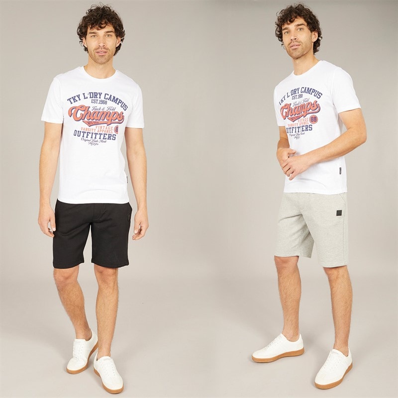 Tokyo Laundry Mens Helm Two Pack Jersey Shorts Light Grey Marl/Jet Black - Image 4