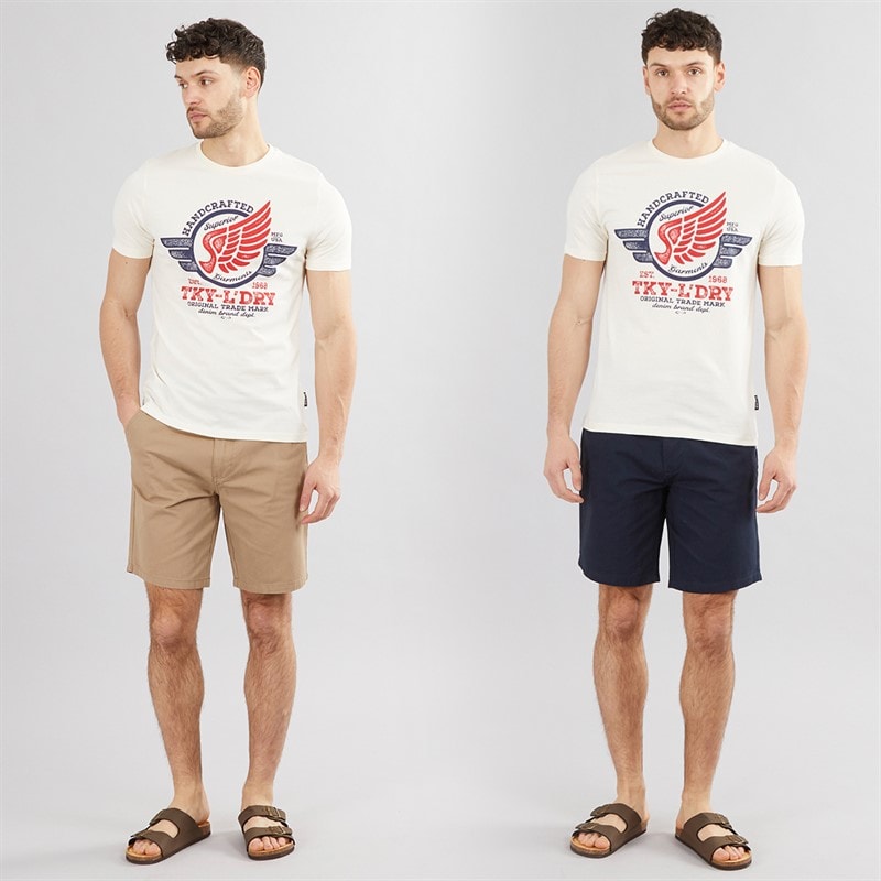 Tokyo Laundry Mens Elvio Two Pack Chino Shorts Sky Captain Navy/Stone - Image 3