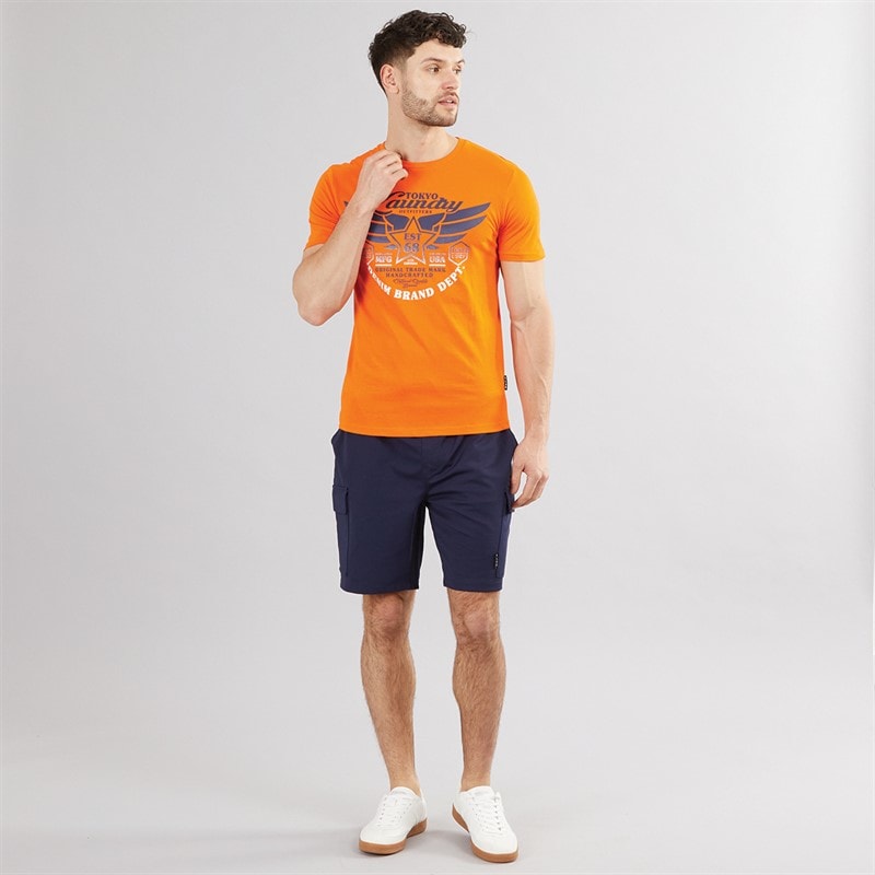 Tokyo Laundry Mens Brent Cargo Shorts Blue - Image 3