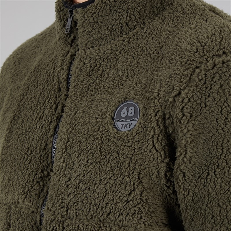 Tokyo Laundry Mens Palomas Funnel Neck Fleece Khaki - Image 3