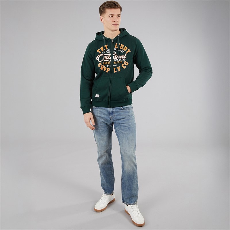 Tokyo Laundry Mens Ripon Zip Through Hoodie Green - Image 3