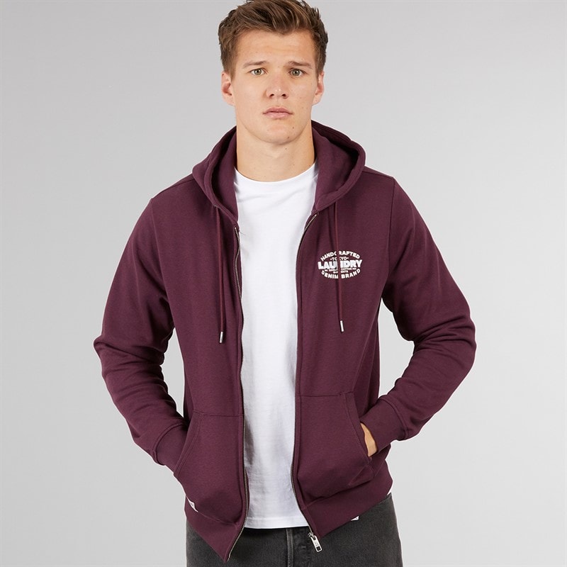 Tokyo Laundry Mens Stonefall Zip Through Hoodie Winetasting - Image 1