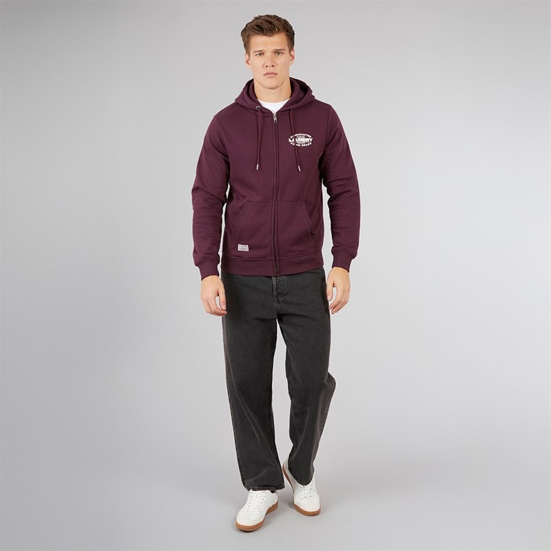 Tokyo Laundry Mens Stonefall Zip Through Hoodie Winetasting - Image 4
