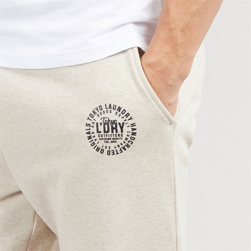 Tokyo Laundry Mens Aspin Wide Leg Joggers Oatmeal Marl - Image 3
