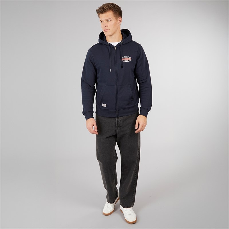 Tokyo Laundry Mens Stonefall Zip Through Hoodie Navy - Image 4