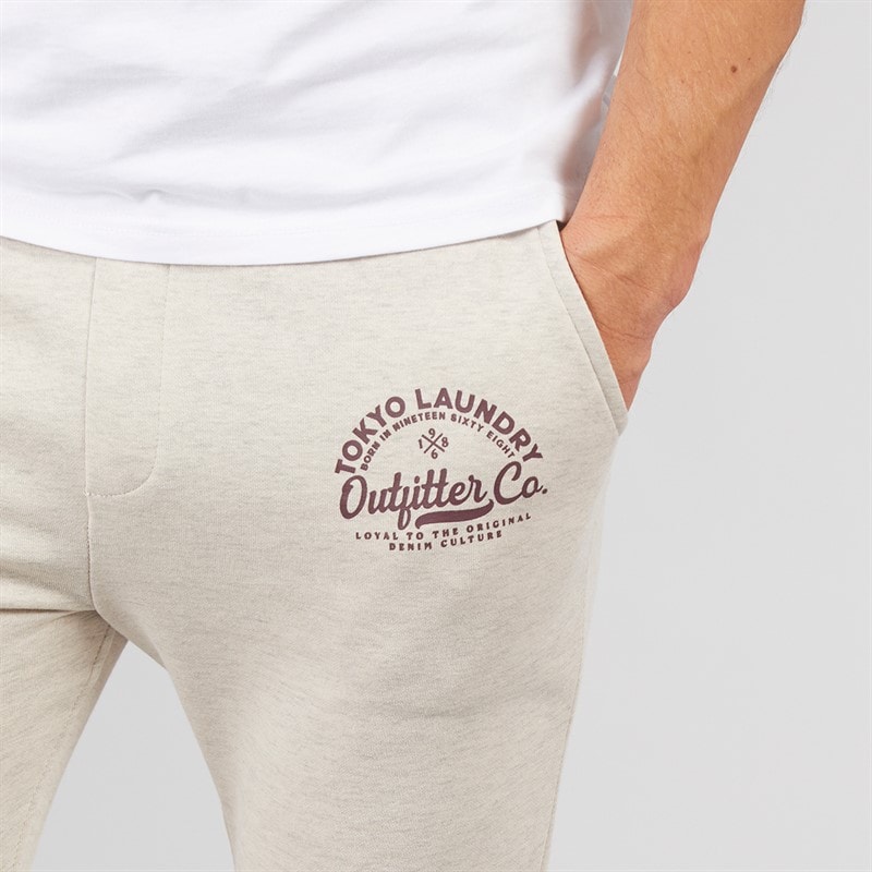 Tokyo Laundry Mens Coppice Joggers Oatmeal Marl - Image 3