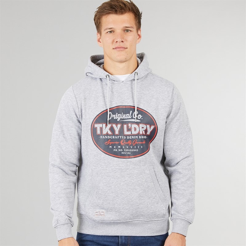 Tokyo Laundry Mens Cawthorn Hoodie Light Grey Marl - Image 1