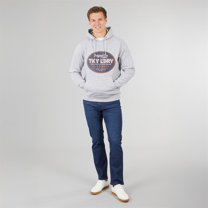 Tokyo Laundry Mens Cawthorn Hoodie Light Grey Marl - Image 3