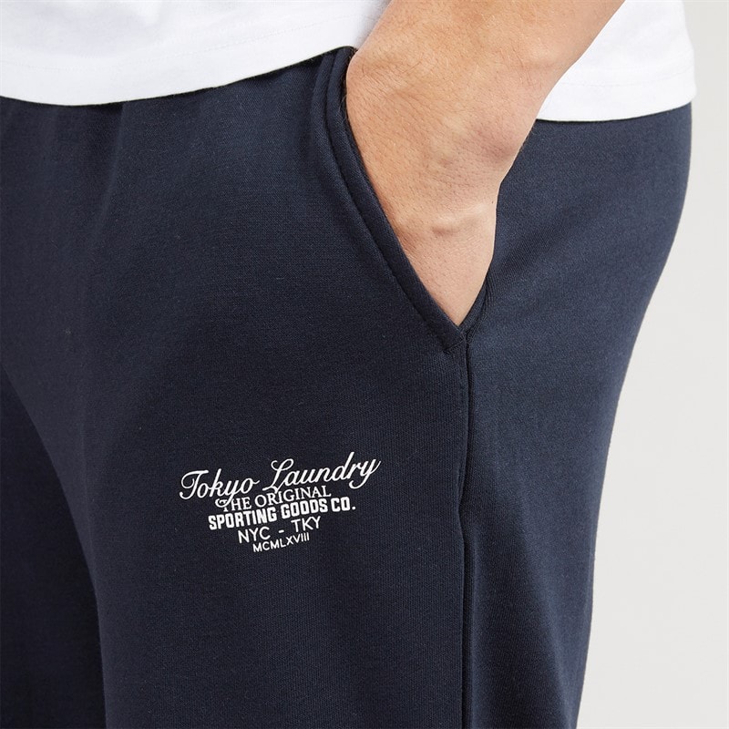 Tokyo Laundry Mens Bexli Wide Leg Joggers Navy - Image 3
