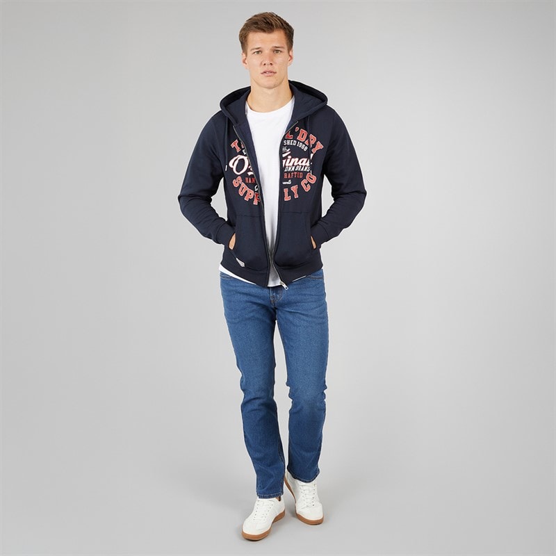 Tokyo Laundry Mens Ripon Zip Through Hoodie Navy - Image 4
