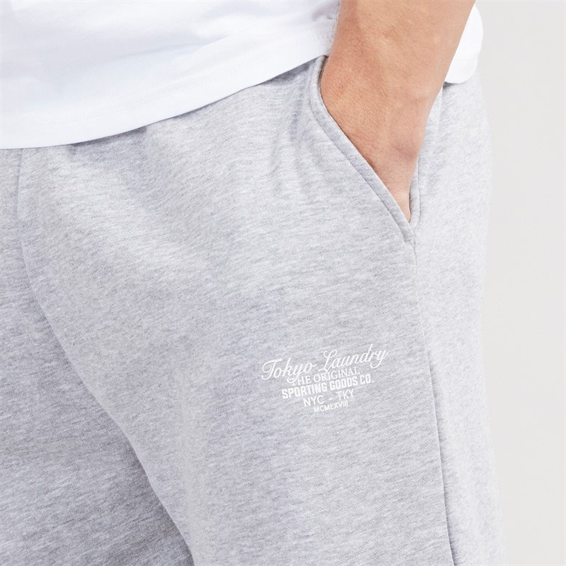 Tokyo Laundry Mens Bexli Wide Leg Joggers Light Grey Marl - Image 3