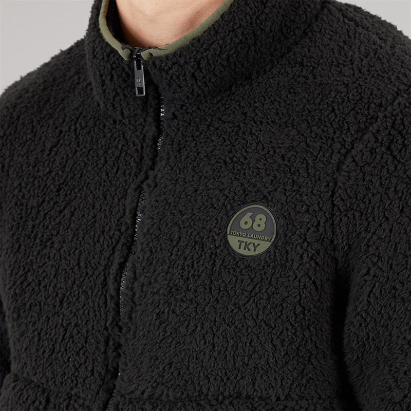 Tokyo Laundry Mens Palomas Funnel Neck Fleece Black - Image 3
