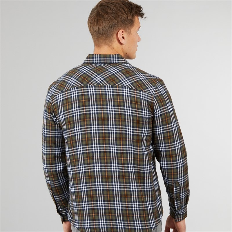 Tokyo Laundry Mens Sawatch Sherpa Lined Long Sleeve Shirt Navy/Khaki Check - Image 2