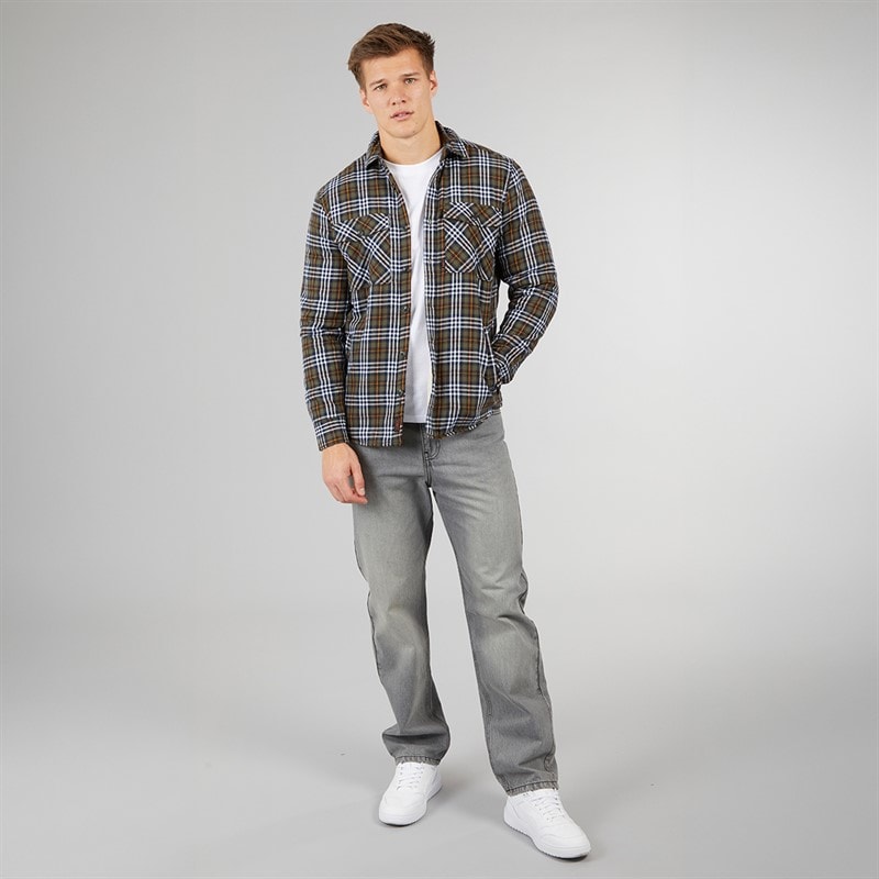 Tokyo Laundry Mens Sawatch Sherpa Lined Long Sleeve Shirt Navy/Khaki Check - Image 4