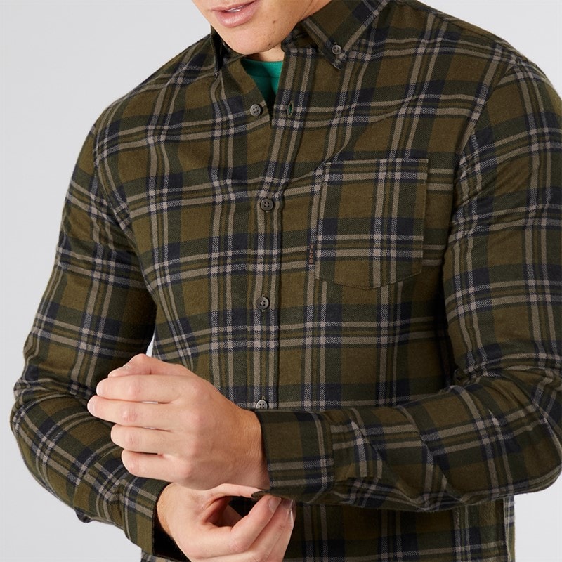 Tokyo Laundry Mens Barklem Long Sleeve Shirt Dark Olive - Image 3