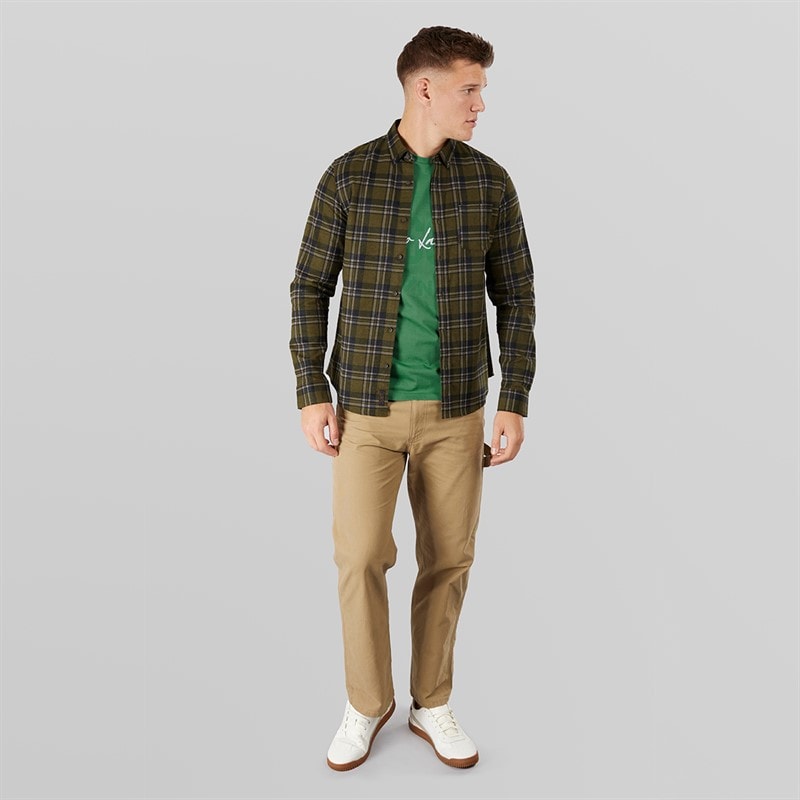 Tokyo Laundry Mens Barklem Long Sleeve Shirt Dark Olive - Image 4