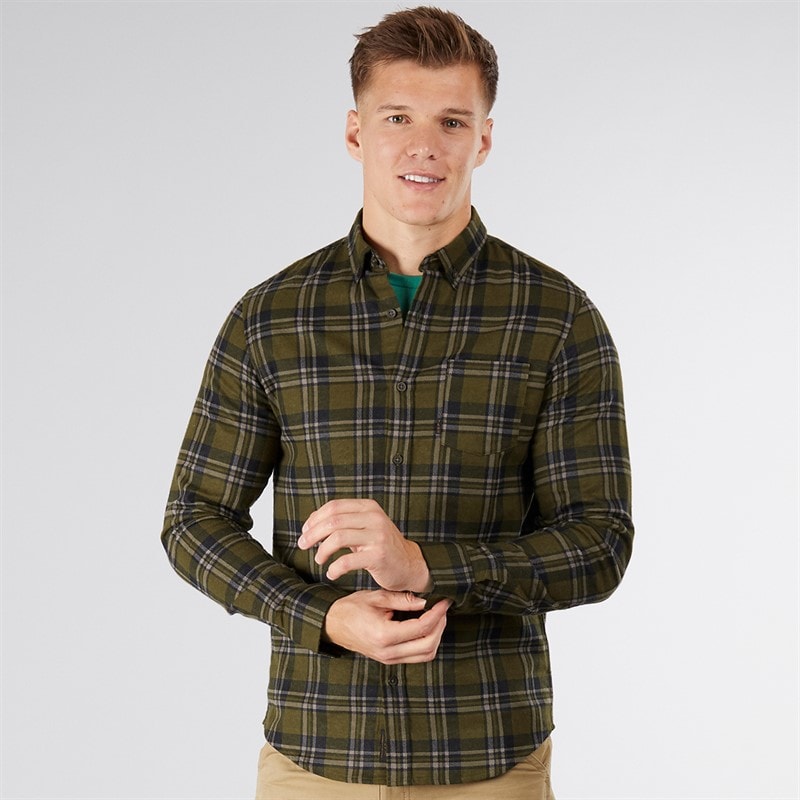 Tokyo Laundry Mens Barklem Long Sleeve Shirt Dark Olive - Image 5