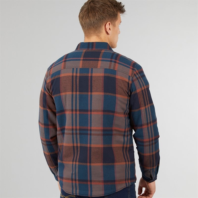 Tokyo Laundry Mens Ulriken Sherpa Lined Long Sleeve Shirt Navy - Image 2