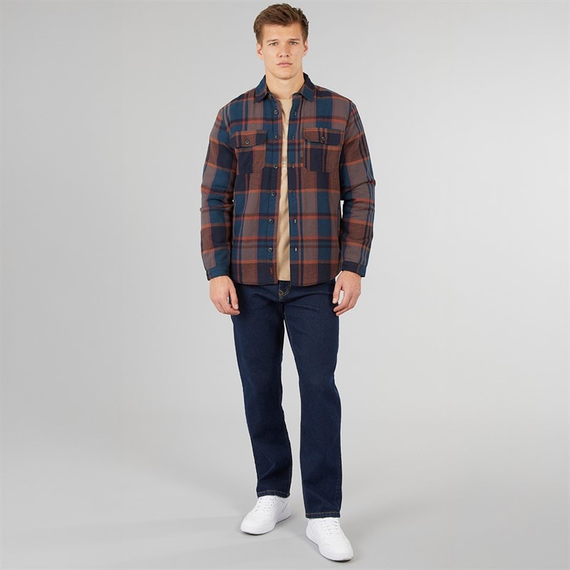 Tokyo Laundry Mens Ulriken Sherpa Lined Long Sleeve Shirt Navy - Image 4
