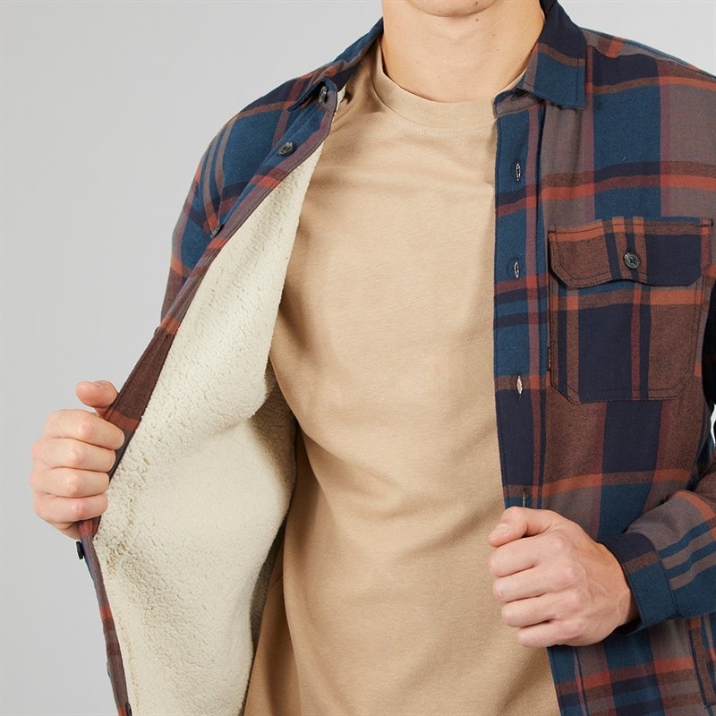 Tokyo Laundry Mens Ulriken Sherpa Lined Long Sleeve Shirt Navy - Image 5