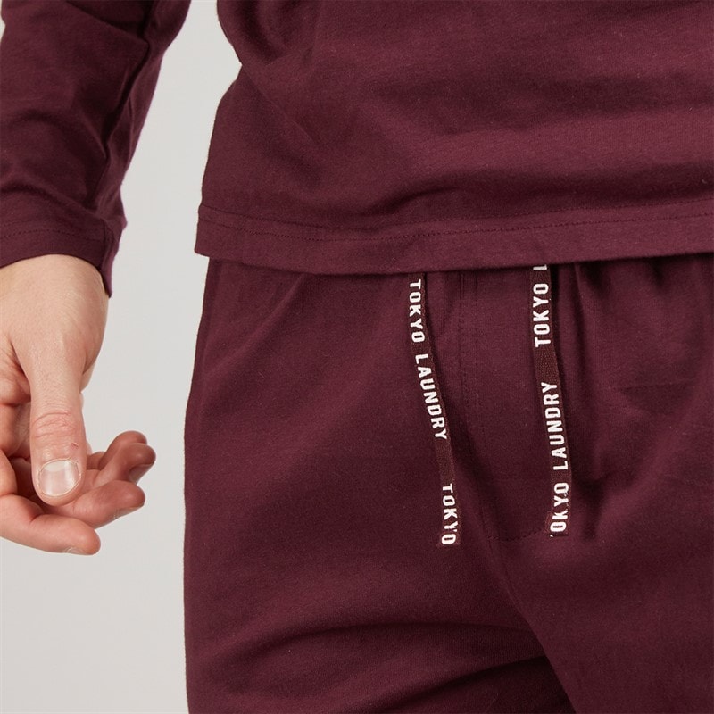 Tokyo Laundry Mens Olmste Loungewear Set Burgundy - Image 5