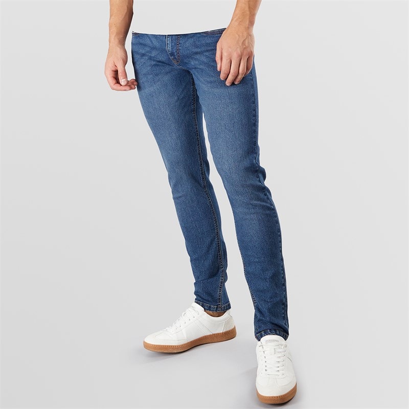Tokyo Laundry Mens Doug Slim Fit Jeans Mid Blue Stonewash - Image 1