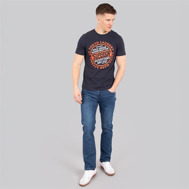 Tokyo Laundry Mens Shriner Straight Leg Jeans Indigo Wash - Image 4