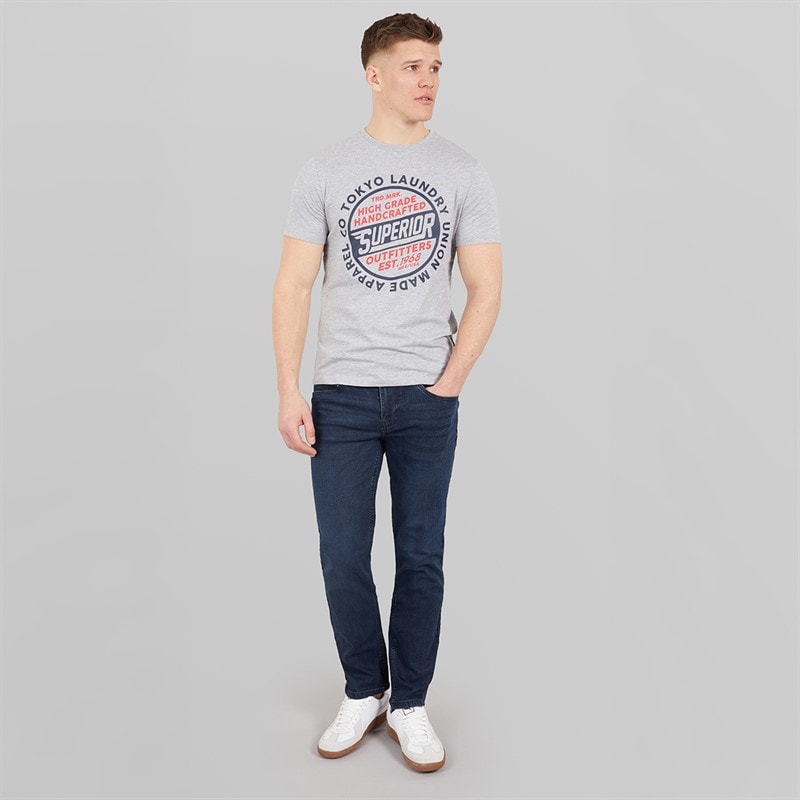 Tokyo Laundry Mens Shriner Straight Leg Jeans Dark Indigo Wash - Image 4