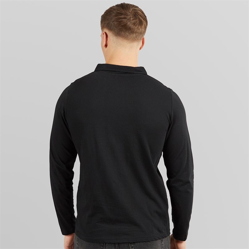 Tokyo Laundry Mens Landers Long Sleeve Polo Shirt Black - Image 2