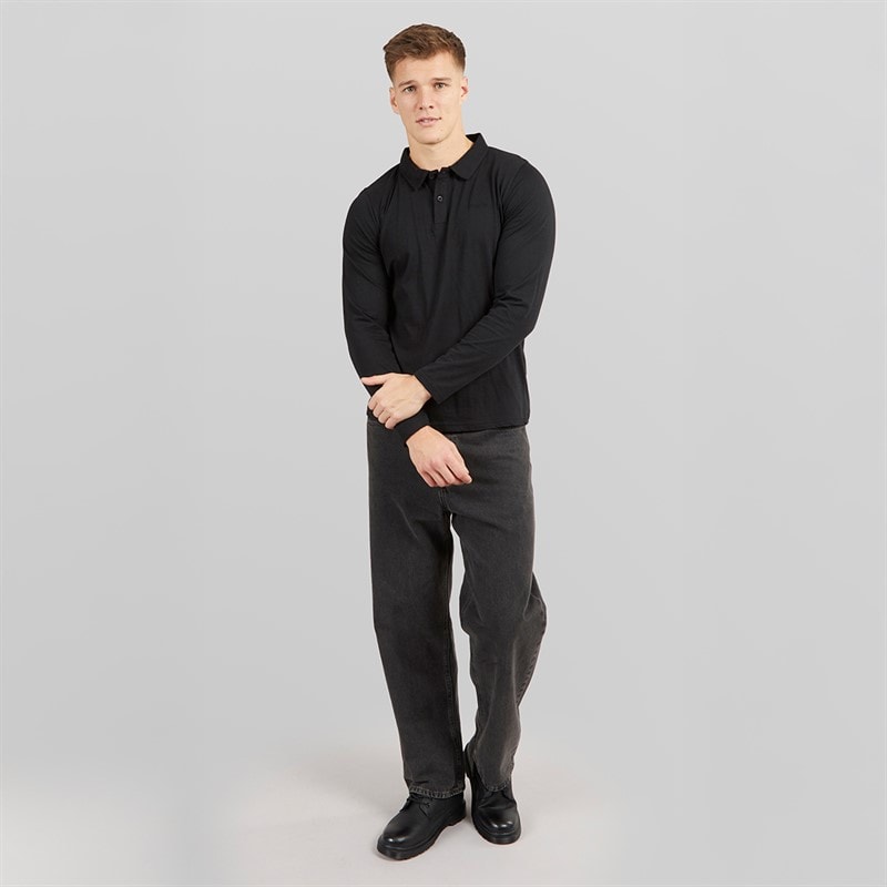 Tokyo Laundry Mens Landers Long Sleeve Polo Shirt Black - Image 4