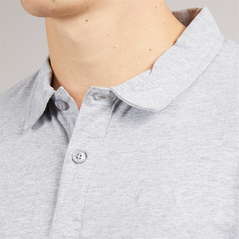 Tokyo Laundry Mens Landers Long Sleeve Polo Shirt Light Grey Marl - Image 3