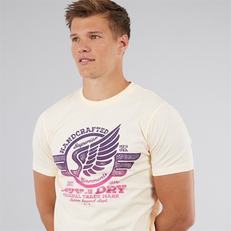 Tokyo Laundry Mens Debenham T-Shirt Cream - Image 3