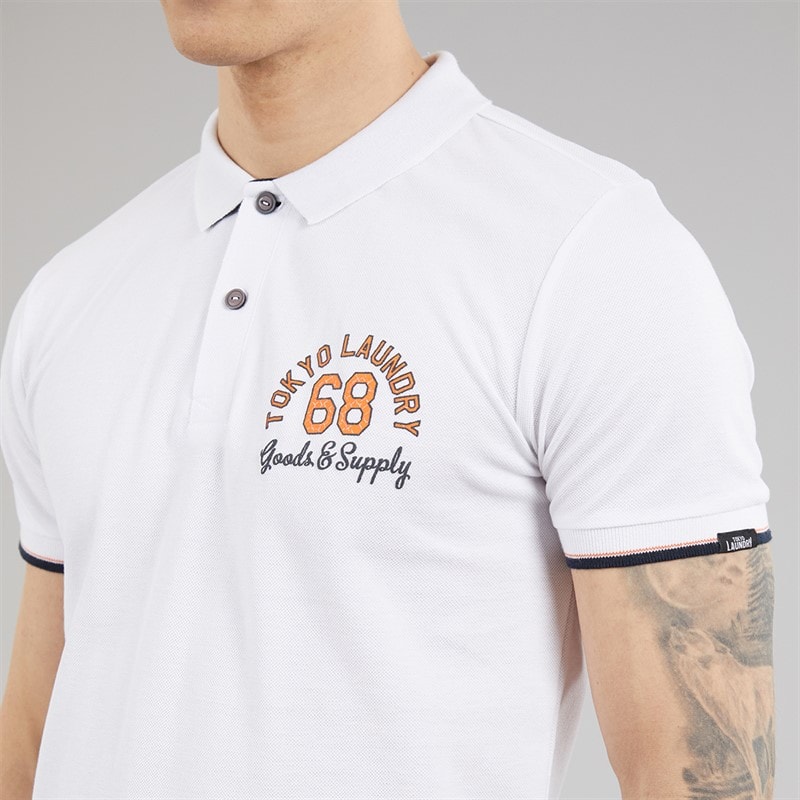 Tokyo Laundry Mens Sporty Polo Shirt Optic White - Image 3