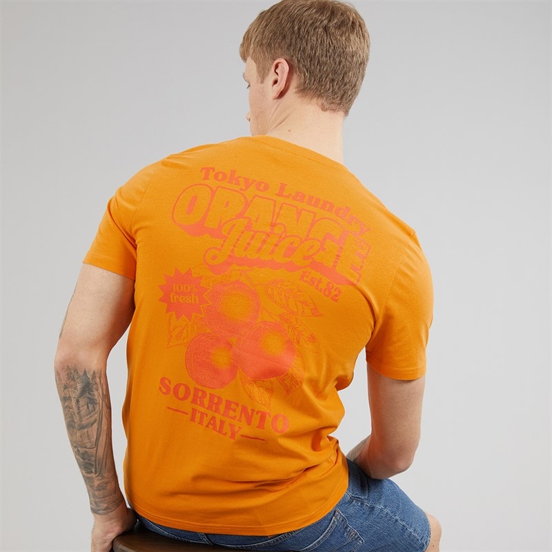 Tokyo Laundry Mens Men's Juice T-Shirt Orange Apricot
